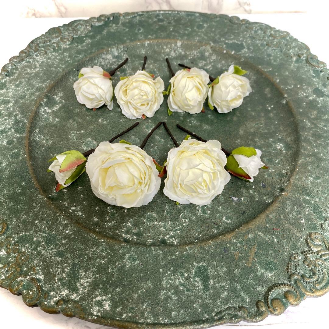 髪飾り 結婚式 成人式 白薔薇 ヘッドドレス