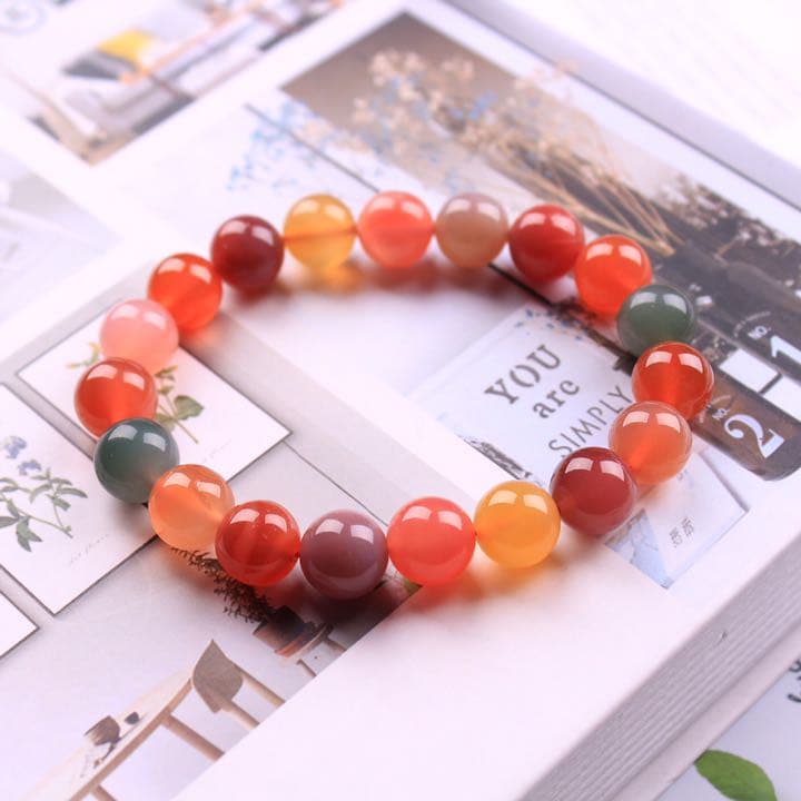 塩源瑪瑙ブレスレットキャンディー色の瑪瑙シングルリング水晶の手串