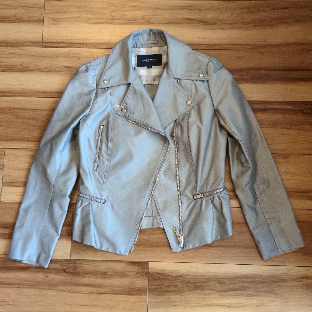 BURBERRY グレー ライダースジャケット 38オンライン ショッ