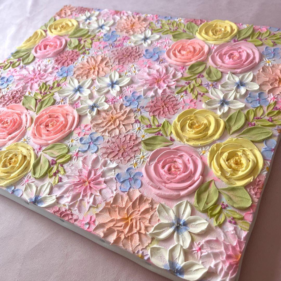 【ハッピーページ】花の絵 現代アート アートパネル　花　フラワーインテリア