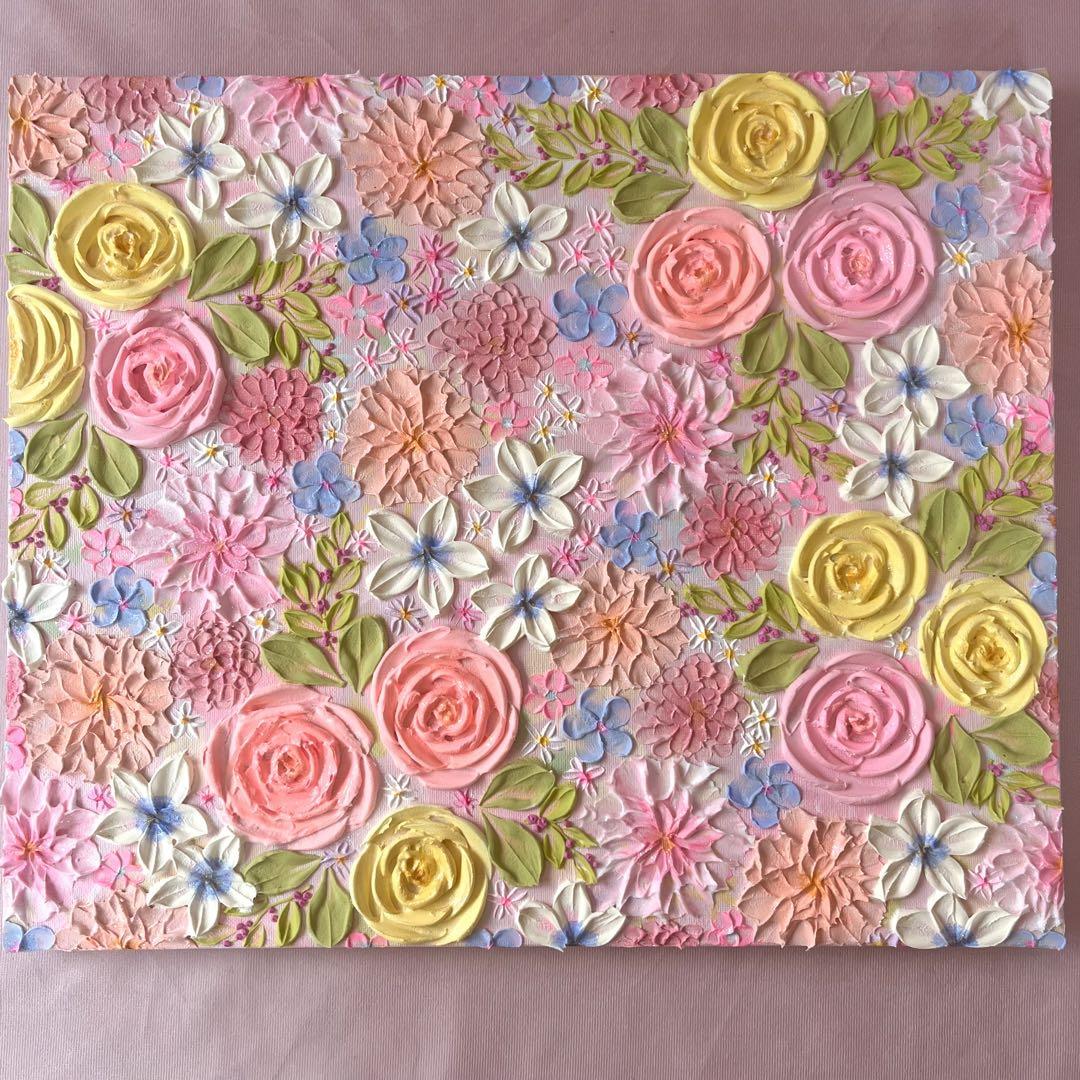 【ハッピーページ】花の絵 現代アート アートパネル　花　フラワーインテリア