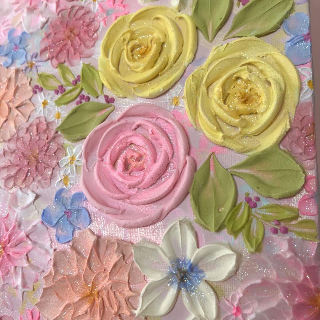 【ハッピーページ】花の絵 現代アート アートパネル　花　フラワーインテリア