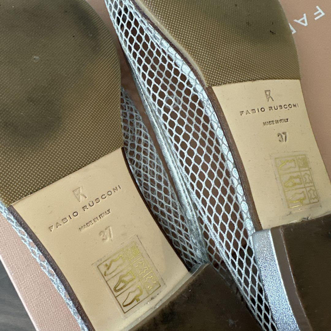FABIO RUSCONI シルバーメッシュフラットシューズ