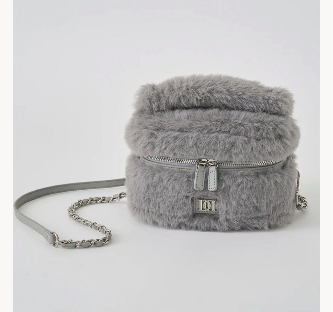 ダーリッチ フェイクファーショルダーミニバッグ グレー