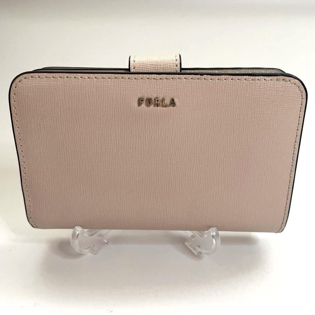 FURLA 2つ折り財布 L字ファスナー バビロン ピンクベージュ