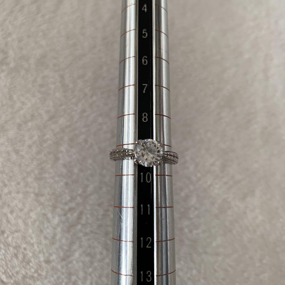 10K CZ シルバー カラー クラシックスタイル リング9号