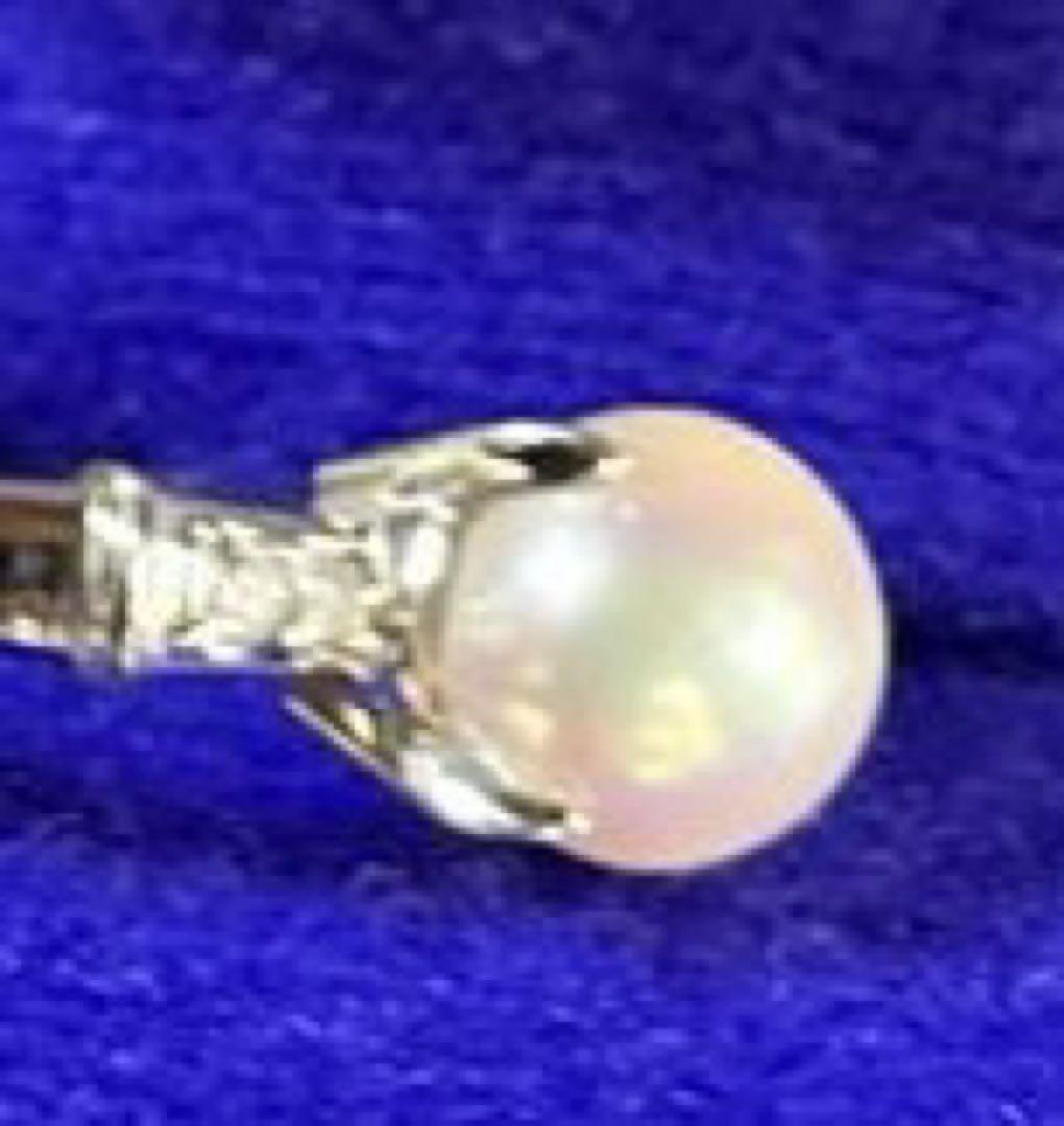 SUN☆プラチナダイヤパールリング16号0.07pt900刻印ありケース付 プラチナダイヤパールリング☆16号☆0.07☆pt900刻印あり
