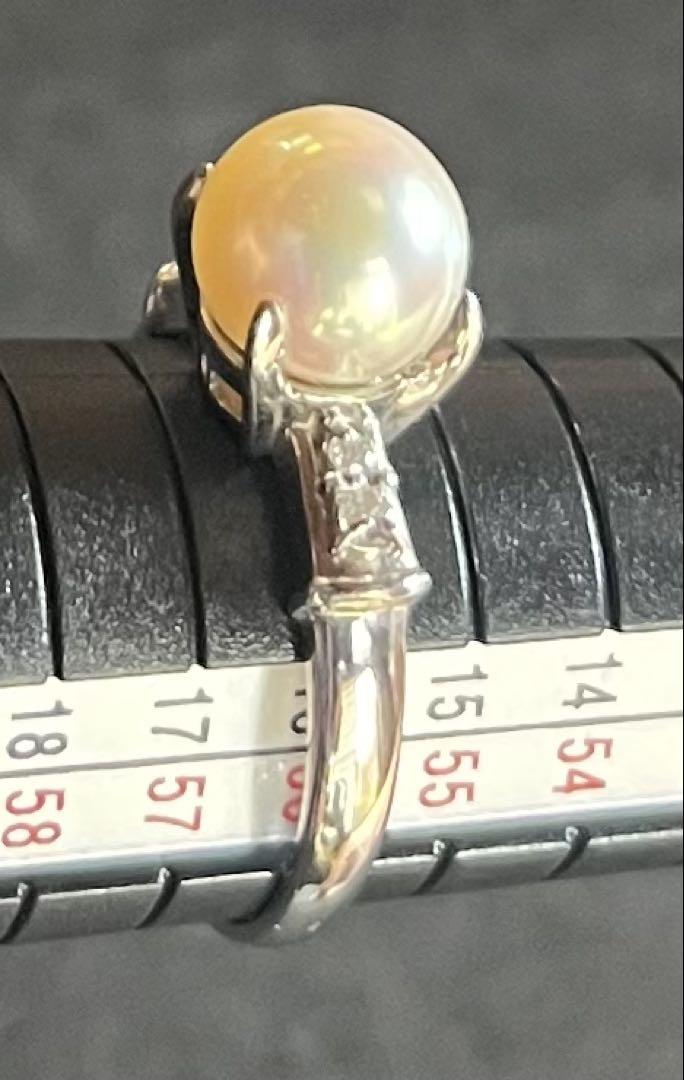 SUN☆プラチナダイヤパールリング16号0.07pt900刻印ありケース付 プラチナダイヤパールリング☆16号☆0.07☆pt900刻印あり