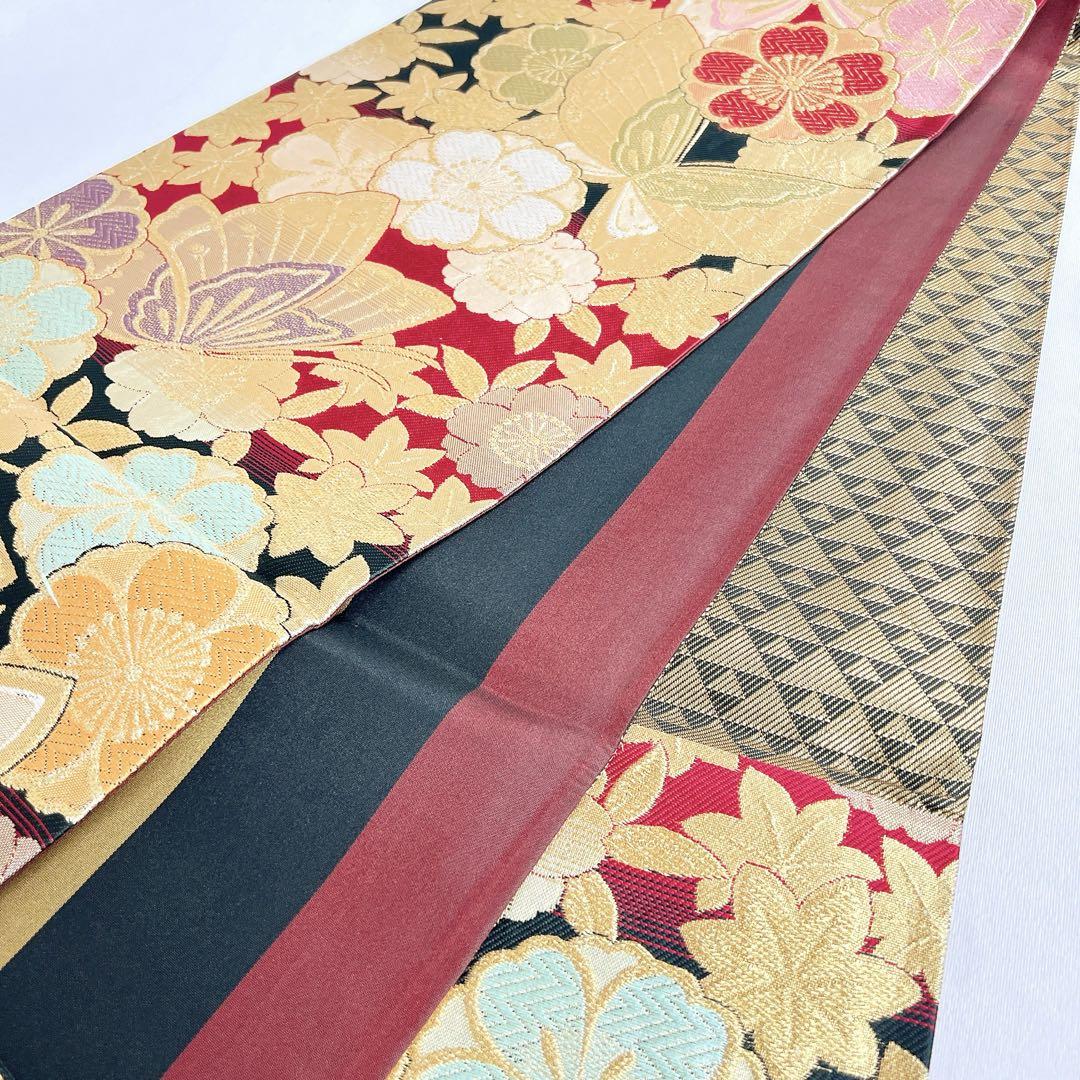 袋帯 振袖帯 花 蝶 金糸 着物 帯 009k - メルカリ