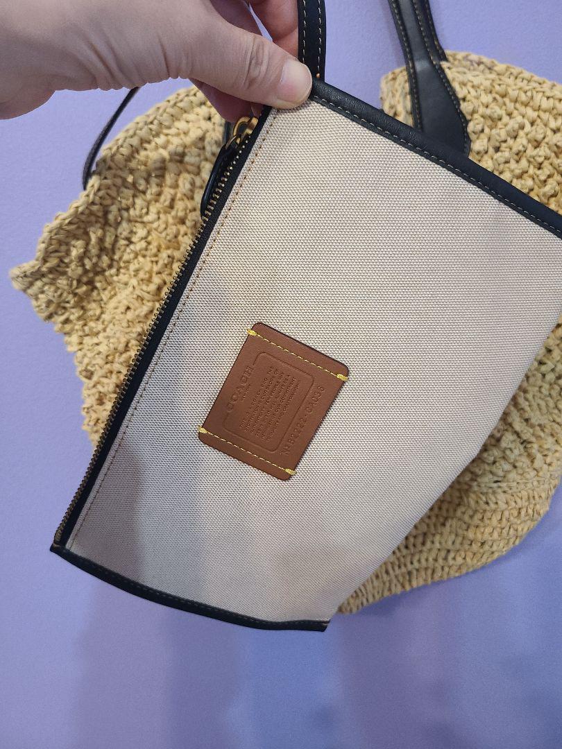 極美品 コーチ ラージストローバッグ かごバッグ A4可 肩掛け