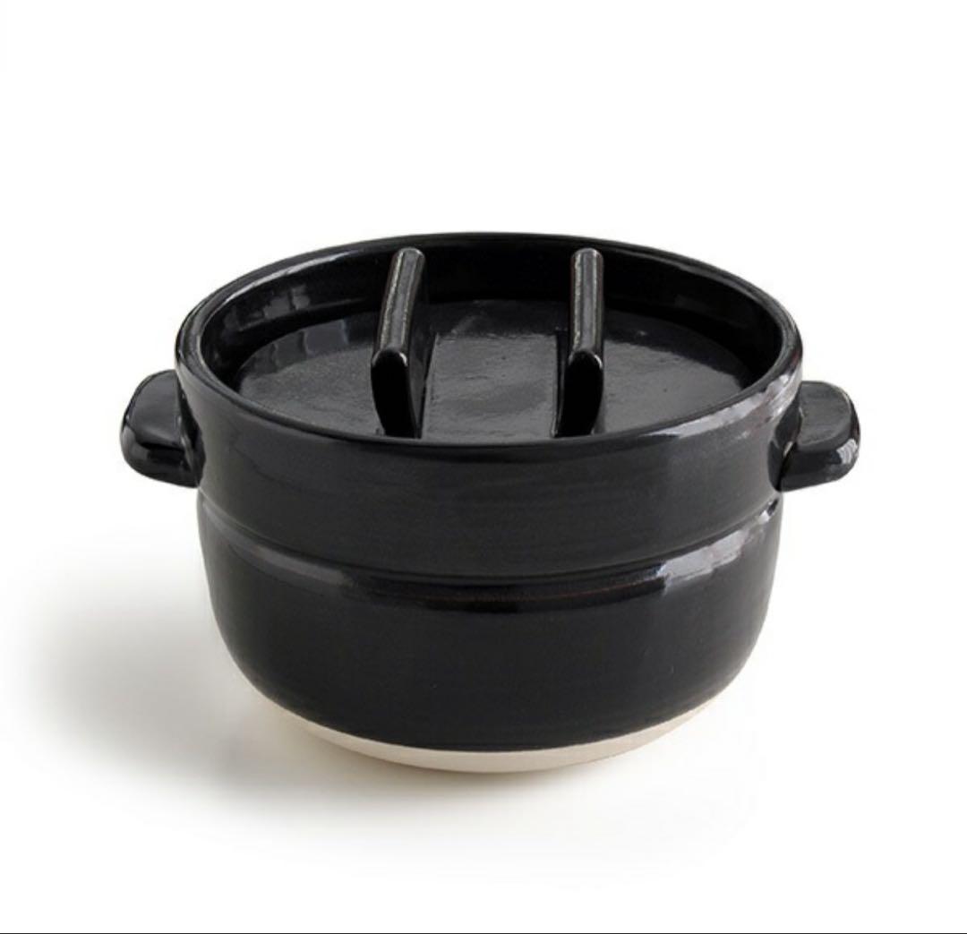 【かもしか道具店】三合炊き 黒 土鍋 直径約20cm