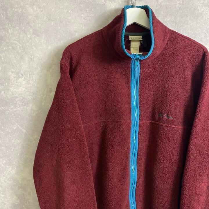 エルエルビーン 90s フリースジャケット えんじ ダークレッド 青