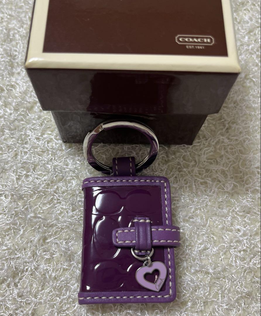 【新品未使用箱付】コーチ COACH キーホルダー ピクチャーフレーム　パープル