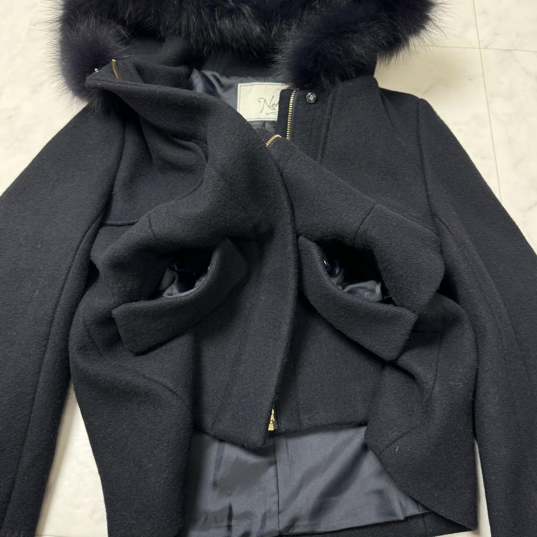 【極美品】ノエラ Noela フォックスファー付き ショートコート　ブラック S 極美品】ノエラ Noela フォックスファー付き ショートコート