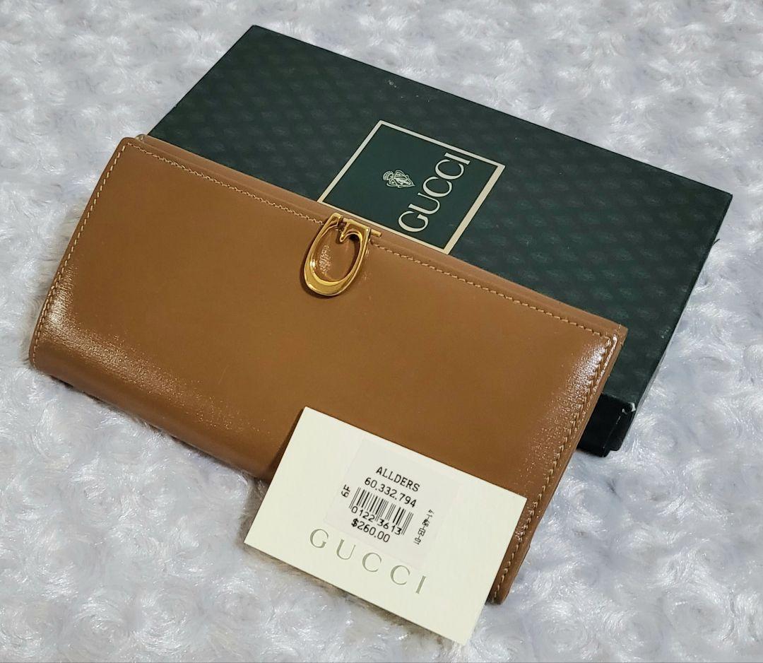 【デッドストック】グッチ 長財布 G金具 レザー オールドグッチ 未使用保管品