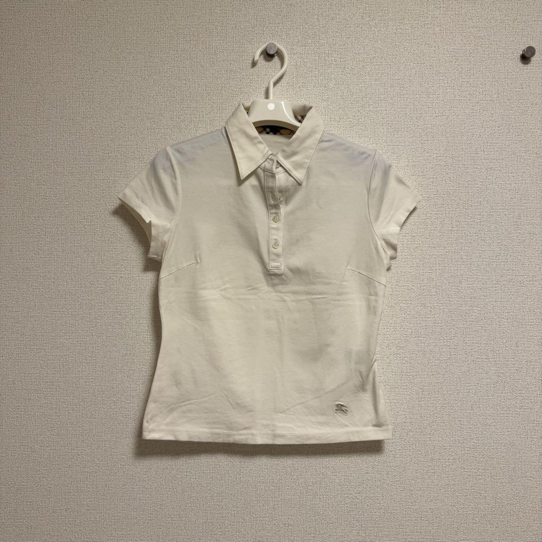 BURBERRY ホワイト ポロシャツ Lサイズ Burberry ホワイト ポロシャツ Lサイズ