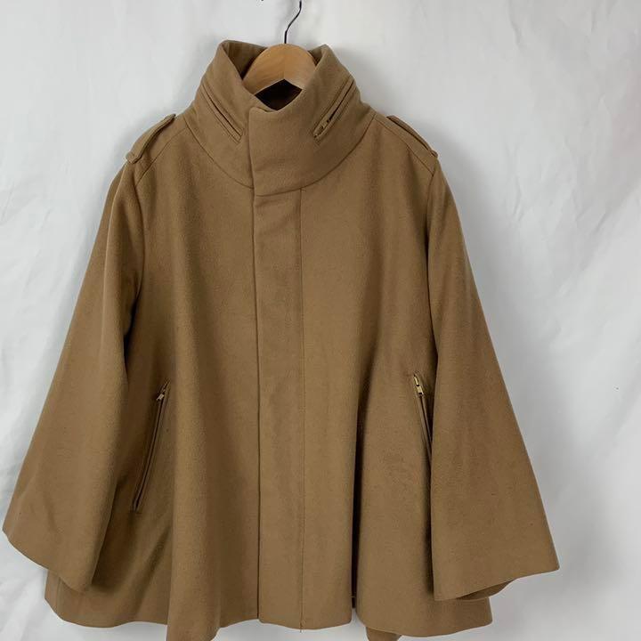 パンソー カシミヤ混 ポンチョコート Aライン キャメル サイズ38