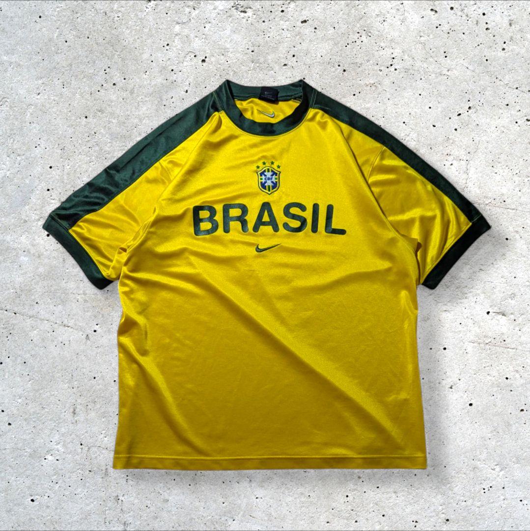 00sNIKEナイキブラジル代表サッカーユニフォーム2002W杯スウッシュ半袖L