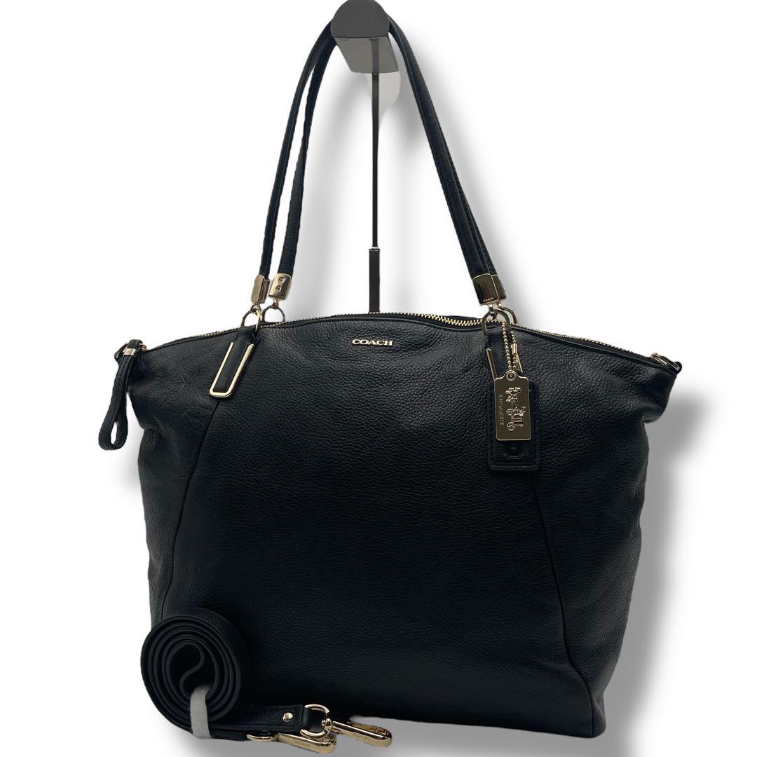 未使用級✨COACH ショルダーバック ベケット 2way ブラック A4収納 美品】A4収納可 COACH コーチ 2way ビジネスバッグ オールレザー