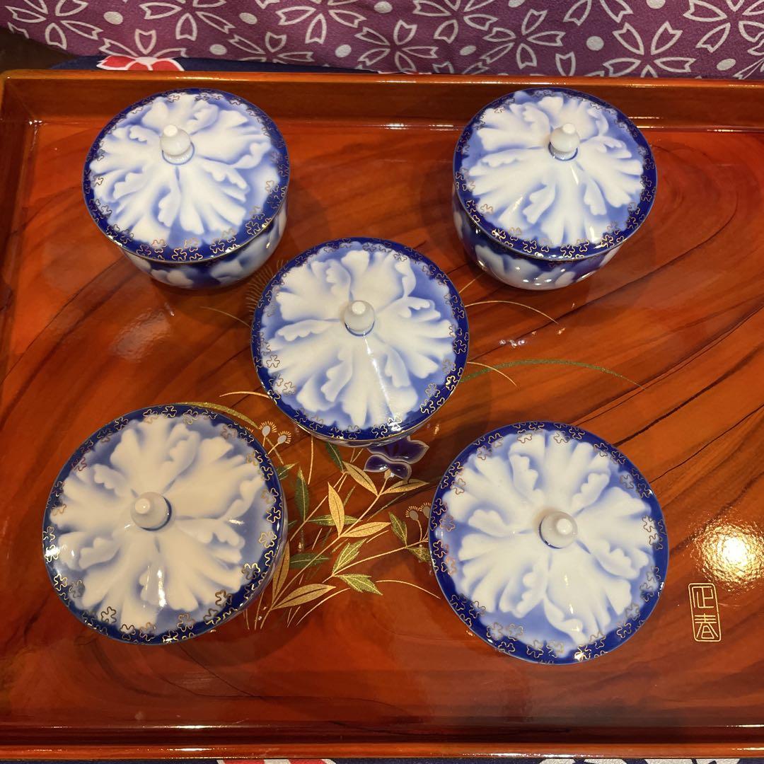 深川製磁 牡丹金ミル 茶器揃い 蓋付湯呑み 急須 夫婦湯のみ1客