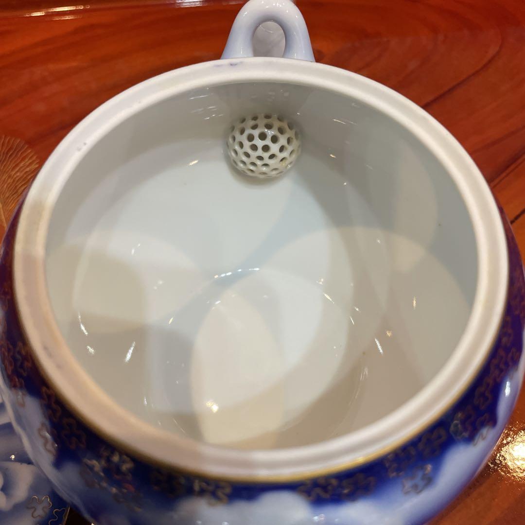 深川製磁 牡丹金ミル 茶器揃い 蓋付湯呑み 急須 夫婦湯のみ1客