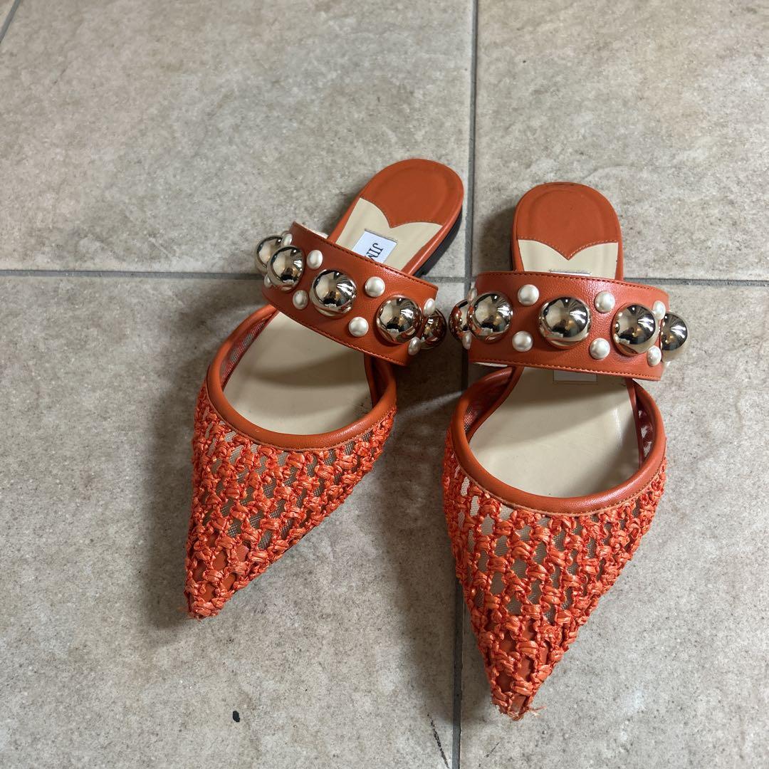 Jimmy Choo オレンジ フラットシューズ JIMMY CHOO オレンジ 34 - メルカリ