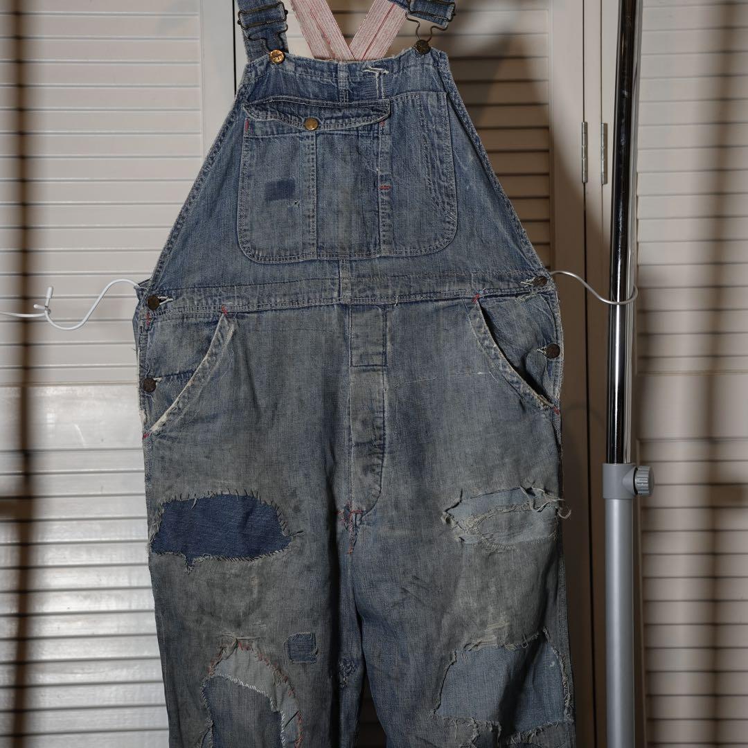 ビンテージ40's50's○BLUE BELLデニムオーバーオールW100cm