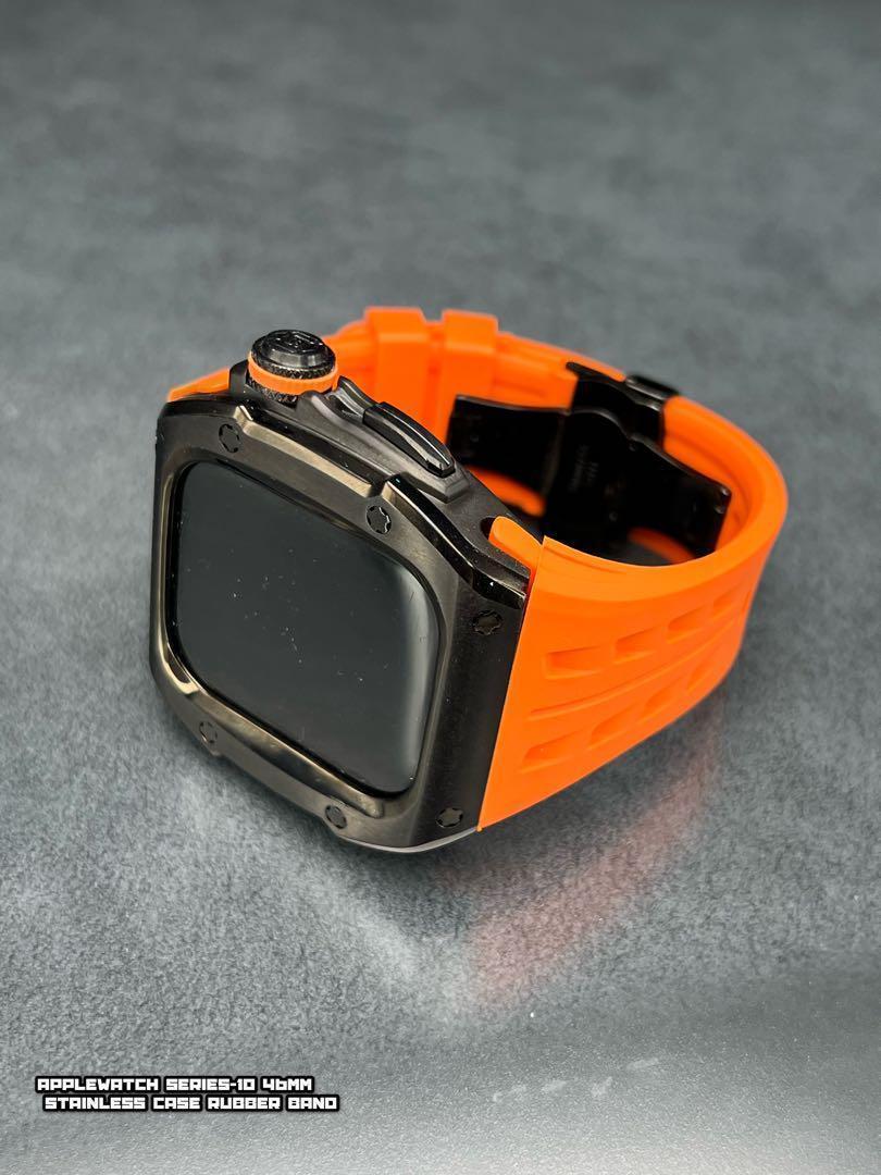 アップルウォッチ　46mm 用 オレンジバンドとケースセット