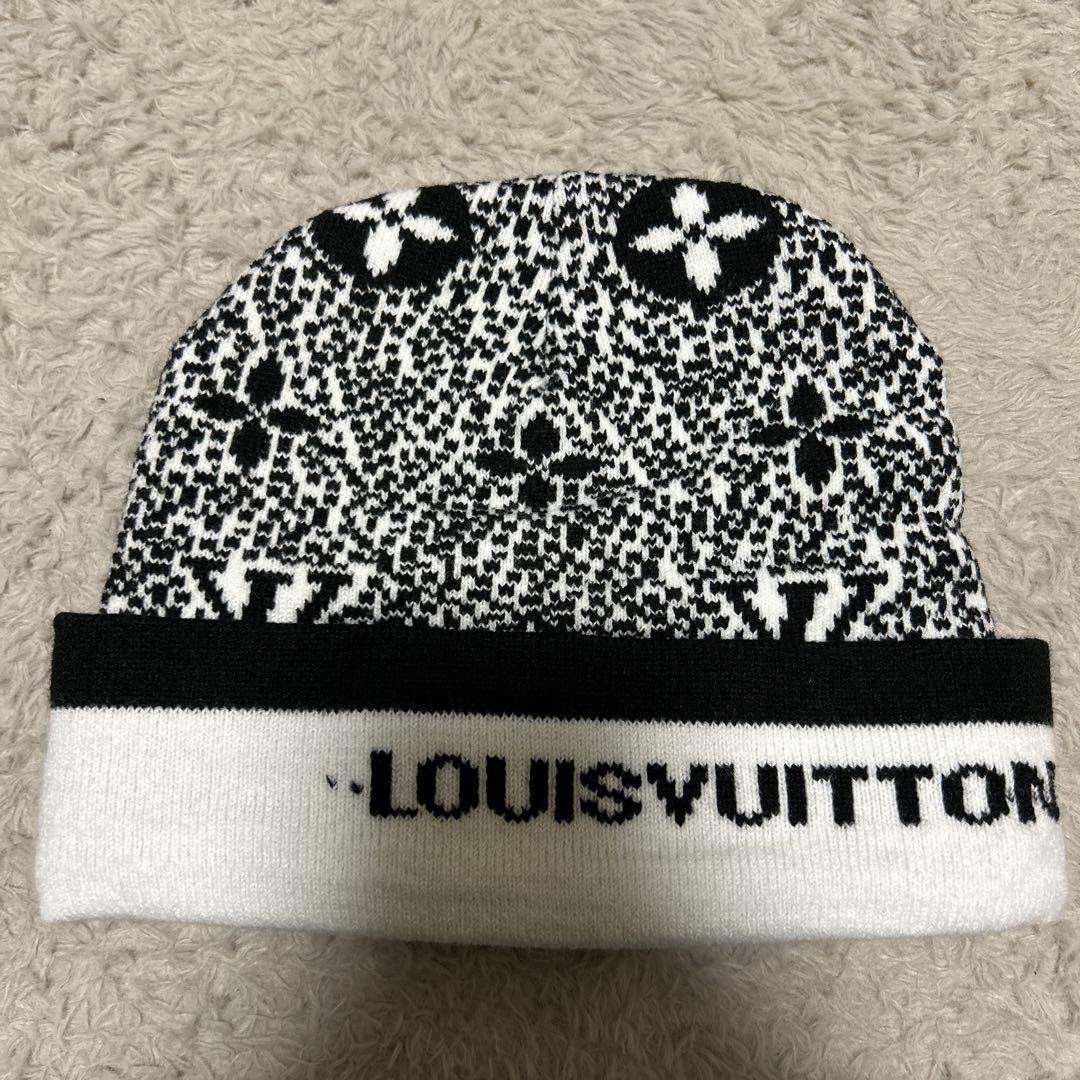 LOUIS VUITTON ニット帽 ビーニー 白 黒