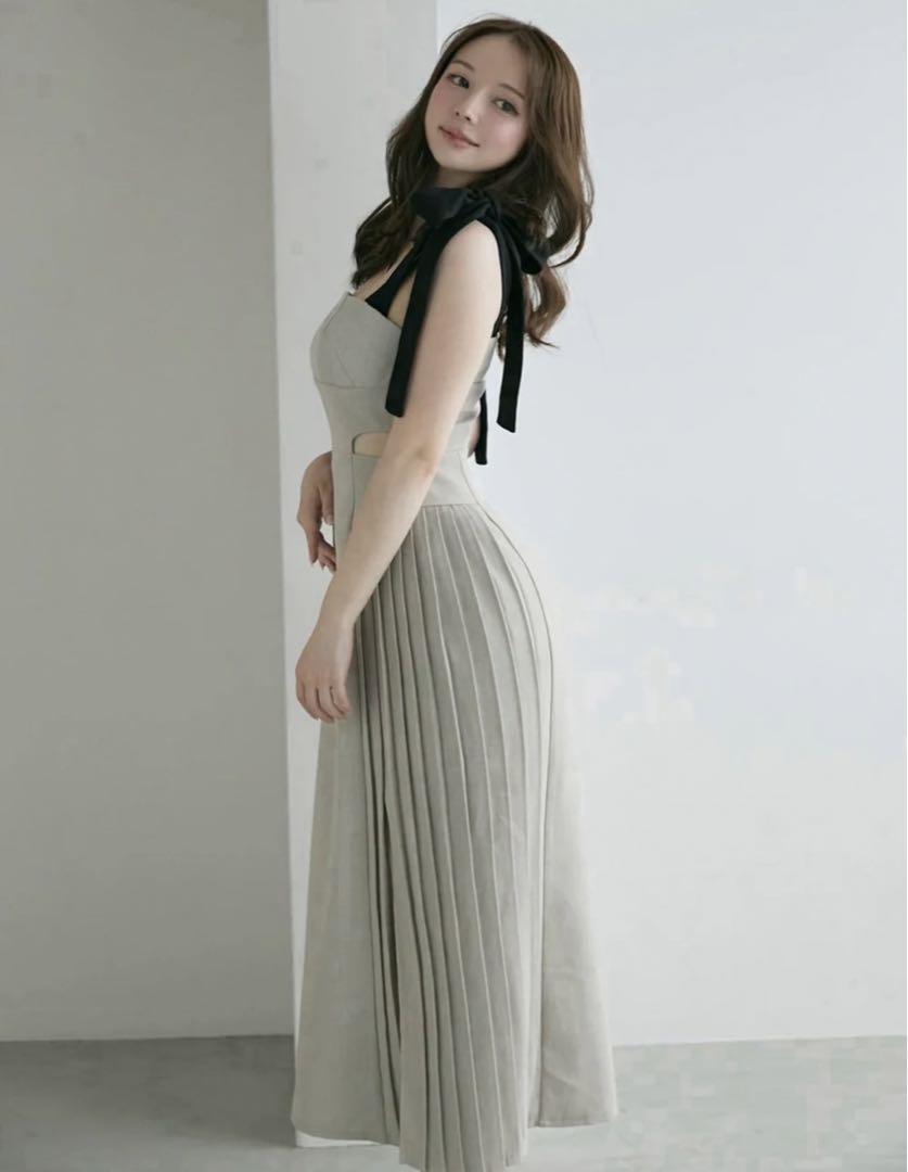 (千♡)ANDMARYAnnribbonpleats dressBeige