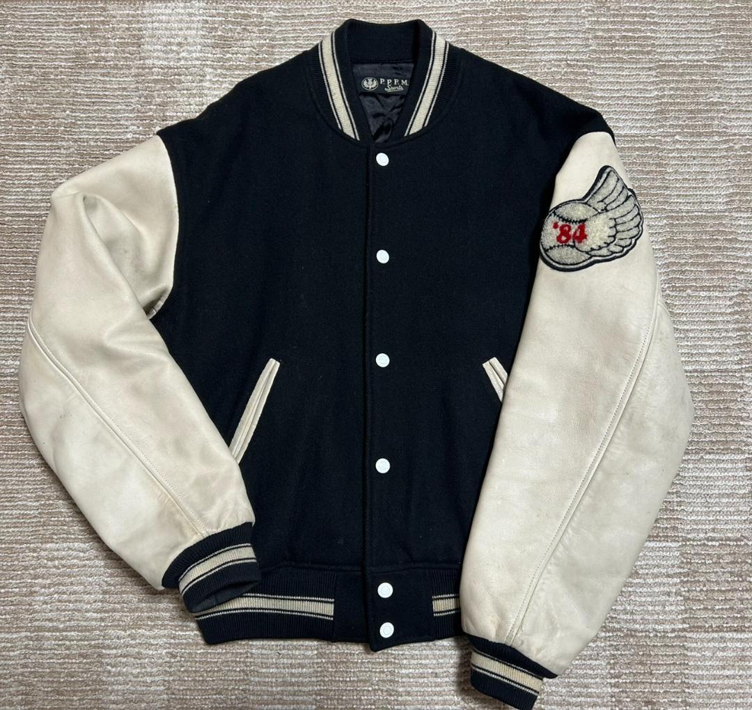 【12月スーパーSALE 15%OFF】 レザー 古着 スタジャン PPFM ブルゾン 本革 Mサイズ ジャンパー ジャケット・アウター