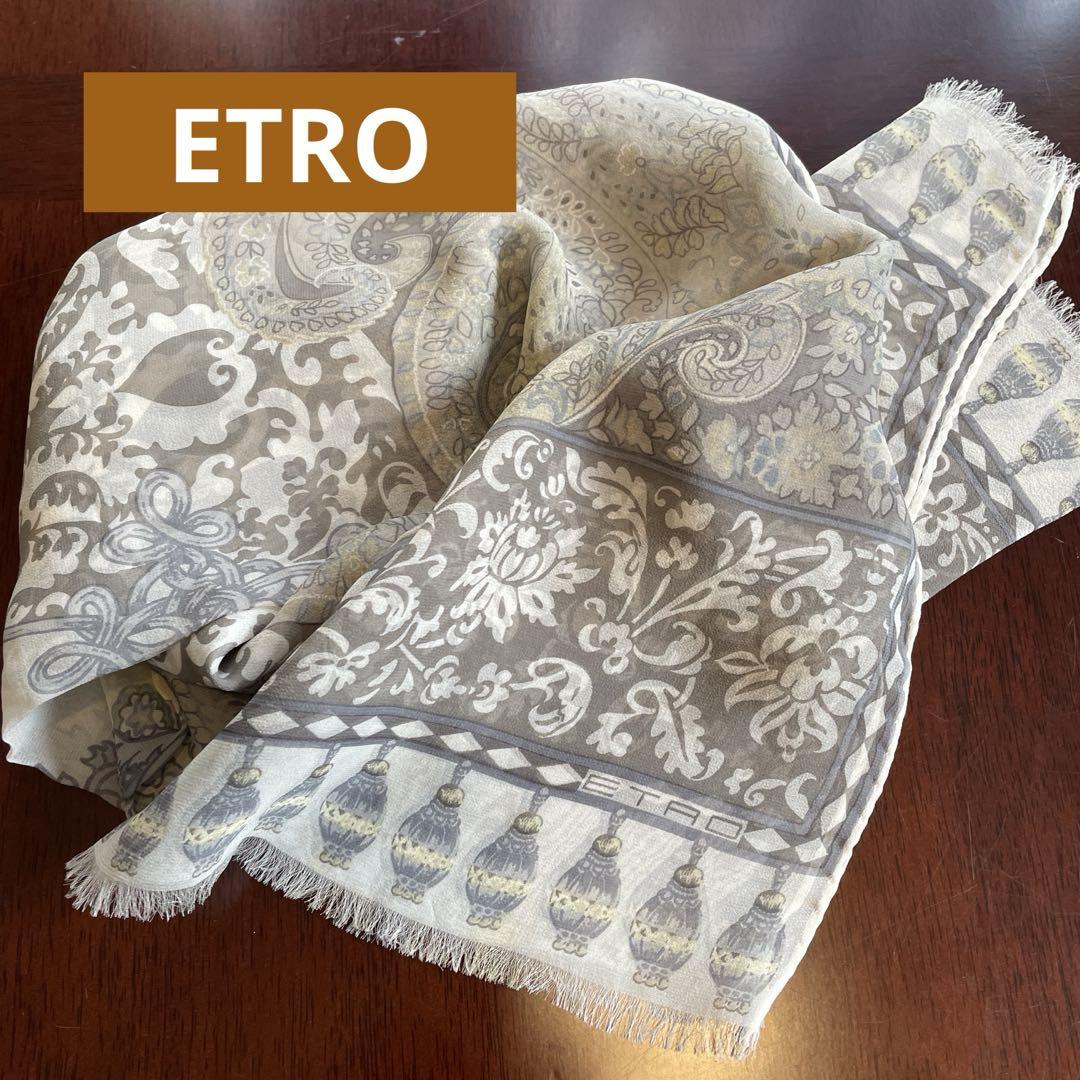 エトロ　ETRO スカーフ　ショール　マフラー　オフホワイト系　ウール　シルク 5,278円