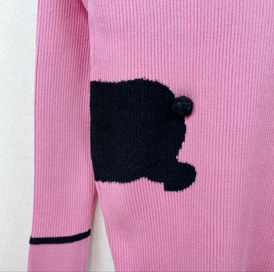 秋冬 うさぎ柄リブニットプルオーバーM