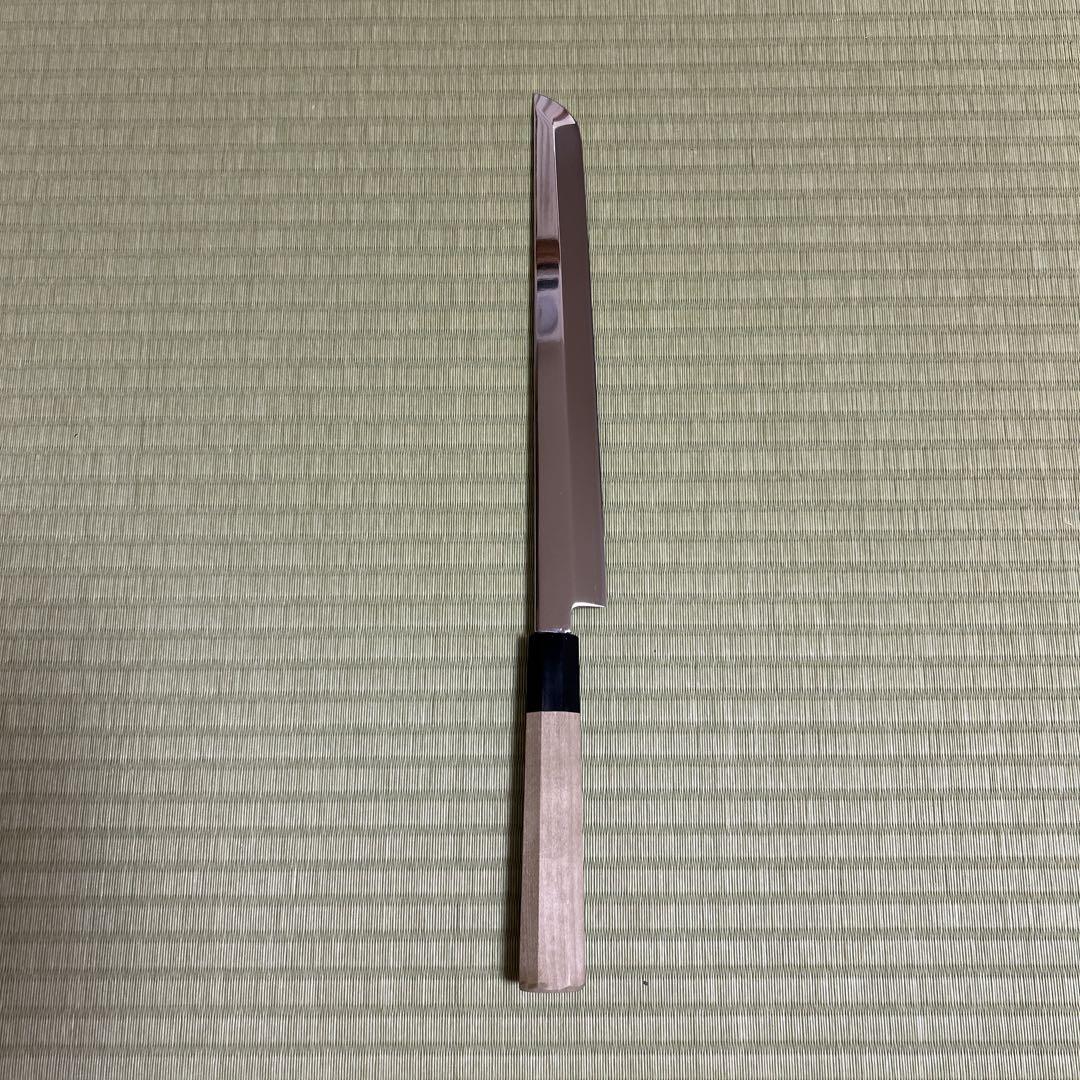 先丸　九寸　柳刃　包丁　和包丁　V金10号　鏡面仕上げ　朴木黒水牛八角柄