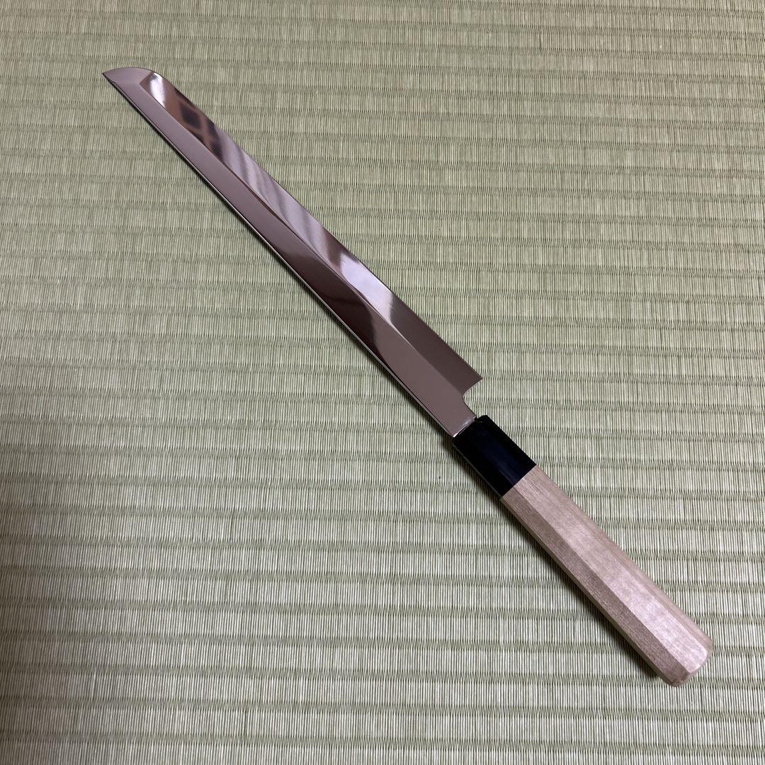 先丸　九寸　柳刃　包丁　和包丁　V金10号　鏡面仕上げ　朴木黒水牛八角柄