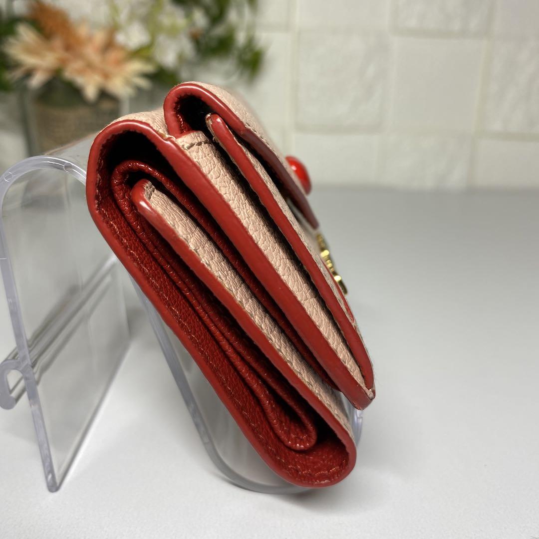 超美品 MIUMIU 三つ折り財布 ラブレター ハート マドラス ミニウォレット