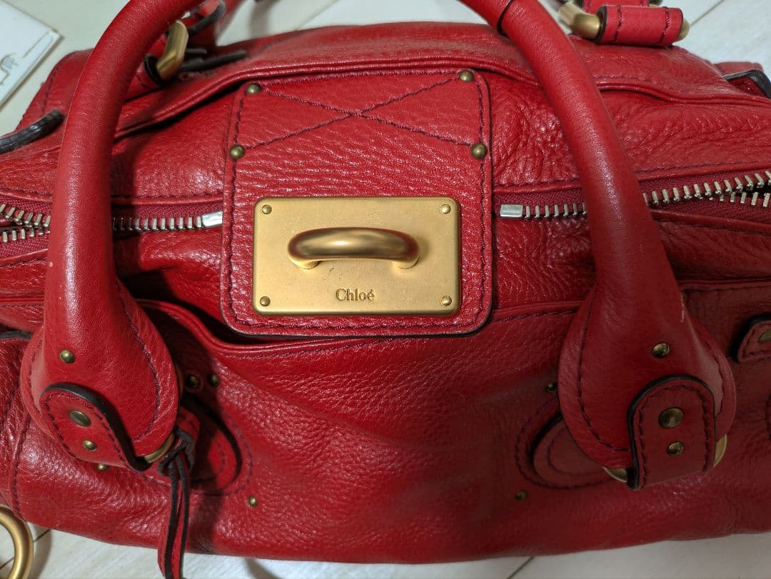 (美品) Chloé クロエPaddington パディントン RED 保証書付 (美品) Chloé クロエPaddington パディントン RED 保証書付