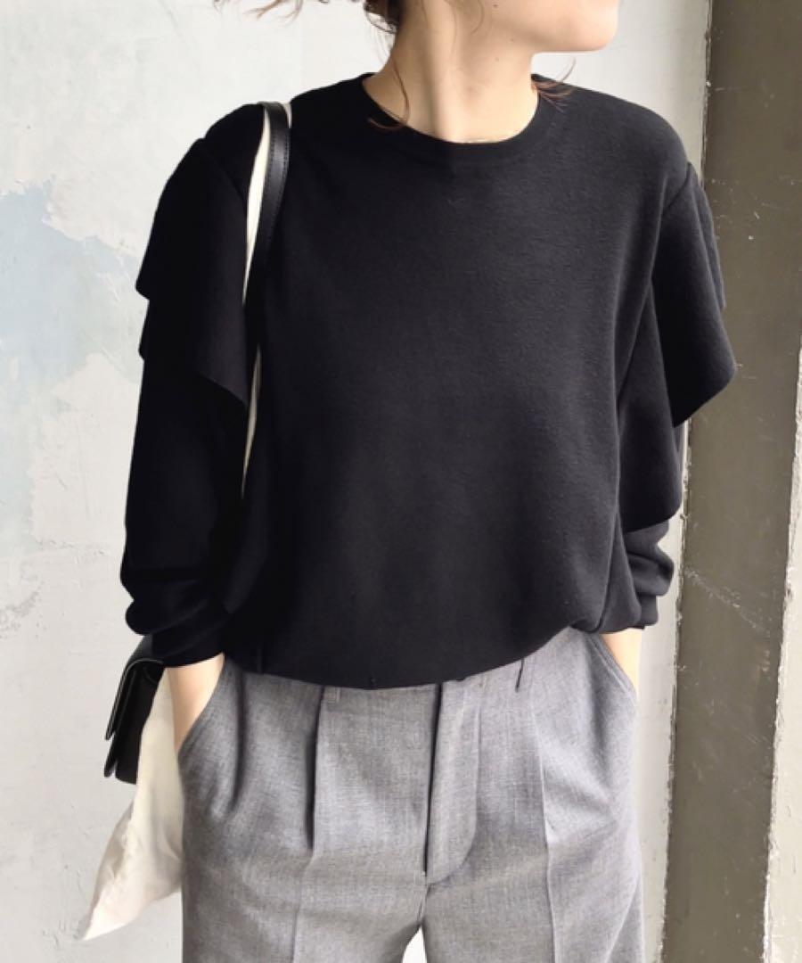 Spick&Span 22AW ウォッシャブルウールフリル ニットプルオーバー Spick&Span 22AW ウォッシャブルウールフリル ニットプル