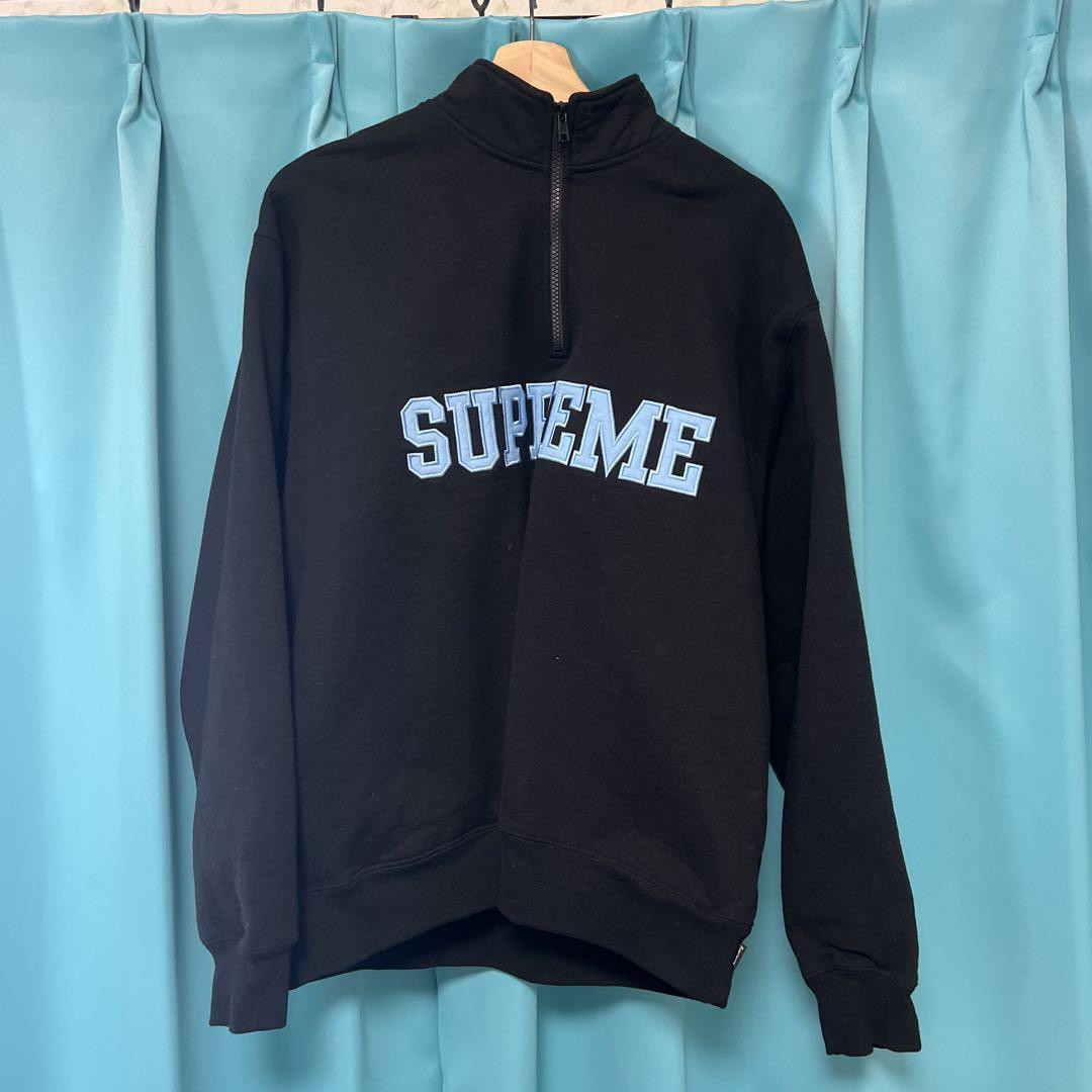［値下げ交渉可］Supreme ブラック ハーフジップ　スウェット L supreme ハーフジッププルオーバー ブラック L - メルカリ