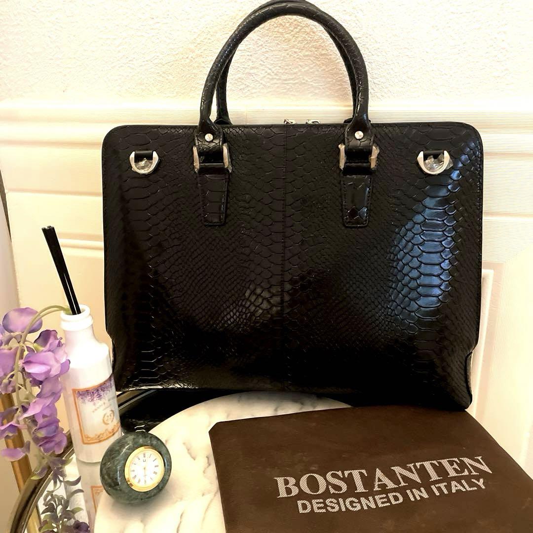 【4万円】BOSTANTEN 牛革ビジネスバッグ ブラック