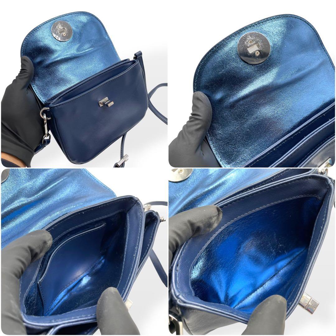 極美品　Tory Burch トリーバーチ　ショルダーバッグ　レザー　ネイビー