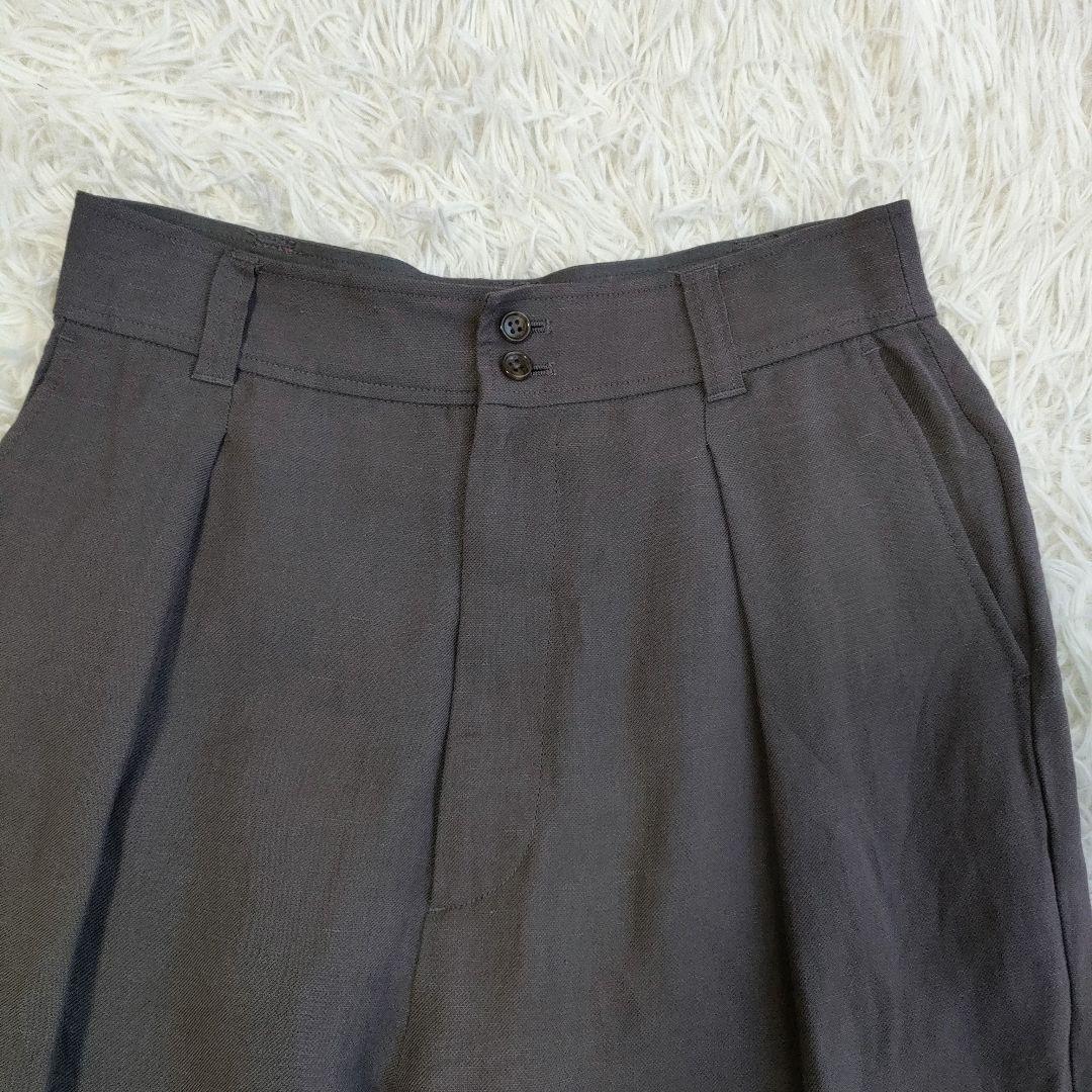 TICCA ティッカ リネン混フロントタックパンツ グレー 洗える
