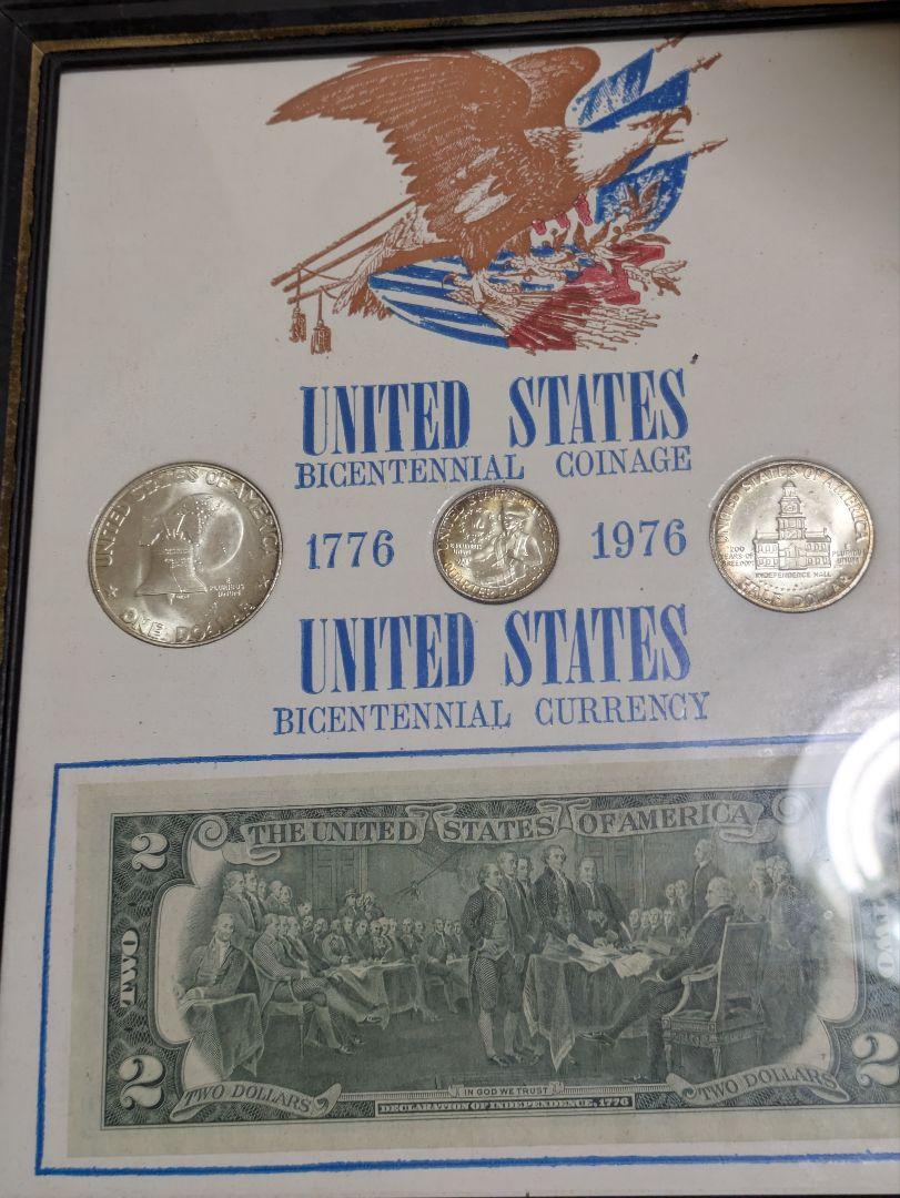 アメリカ独立200年記念銀貨3枚入り額縁セット最 安 価格