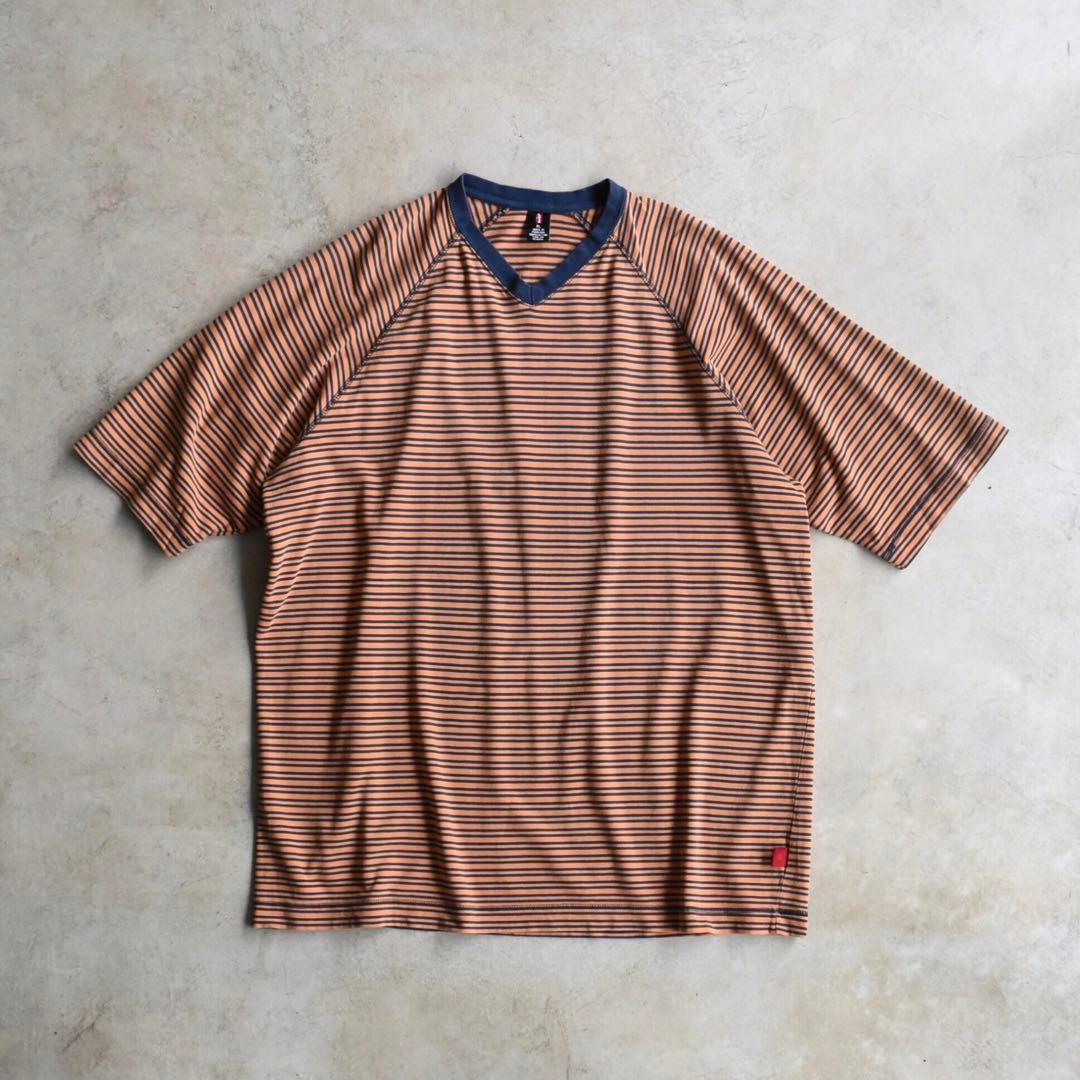 90s Levis リーバイス ボーダーTシャツ オレンジ×ネイビー レア XL