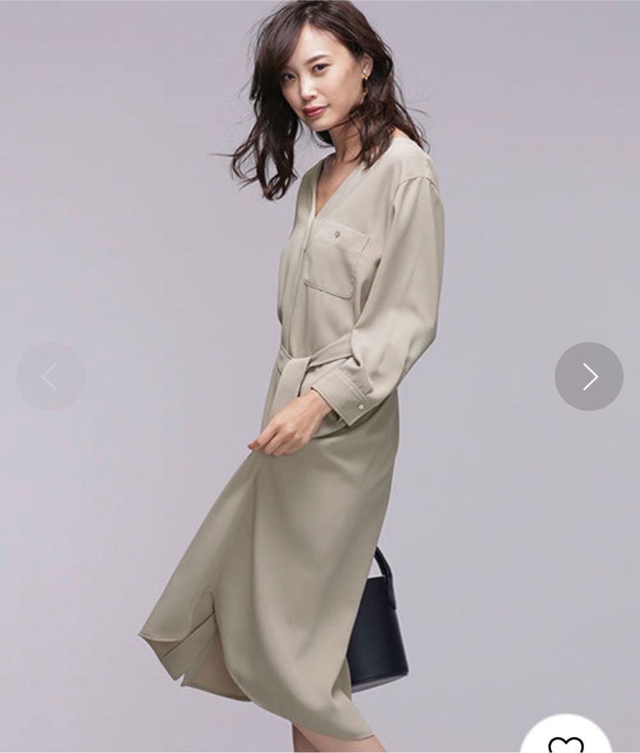 期間限定価格 石原さとみ着用 ナノユニバース トレンチ風とろみワンピース ブラック 定価から3０ オフ