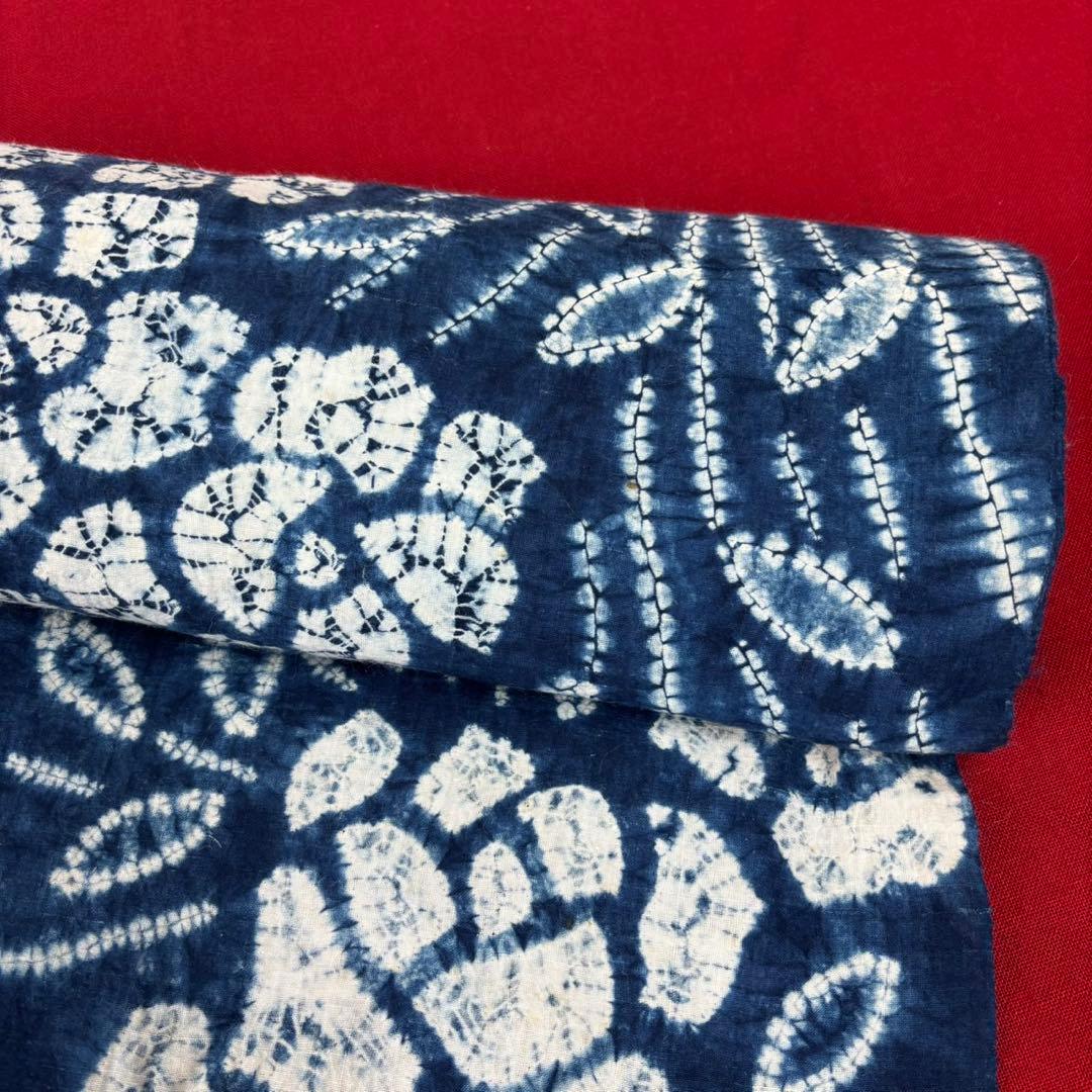 藍染絞り浴衣反物 藍染絞り布 未使用品 藍染絞り浴衣反物 藍染絞り布 未使用品