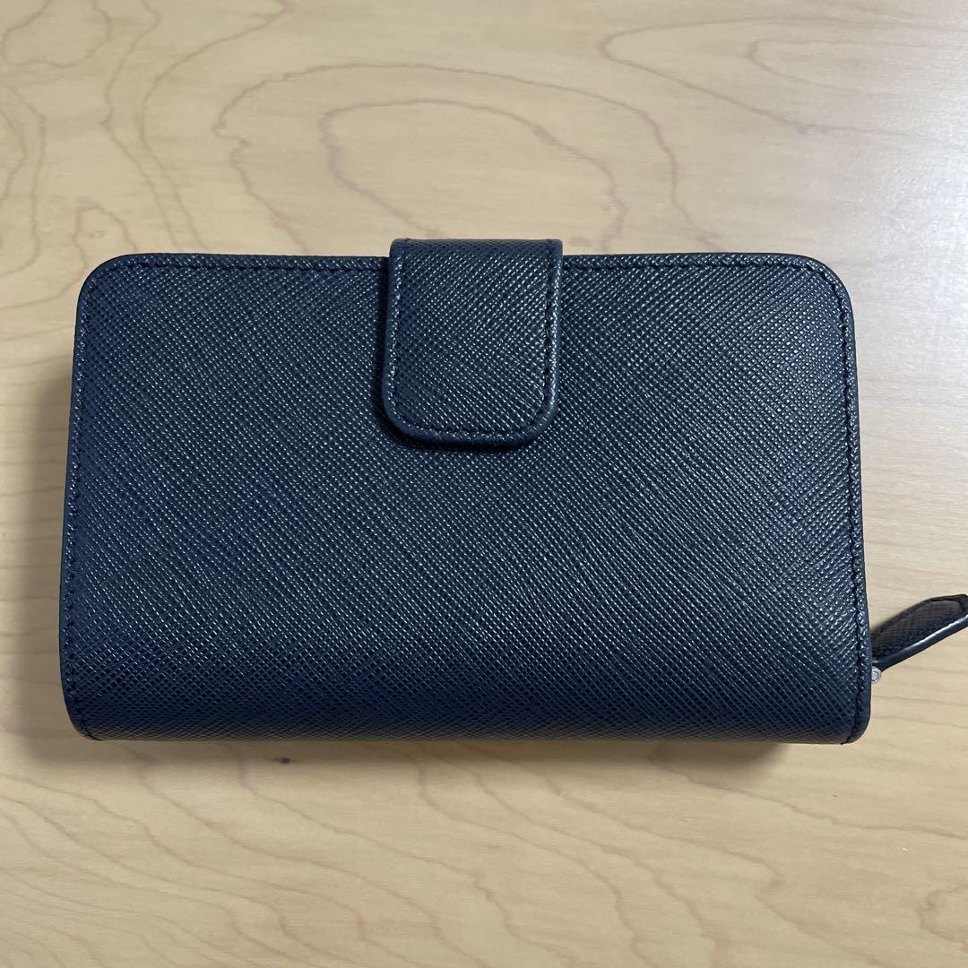 〈美品〉PRADA プラダ　二つ折り財布　サフィアーノ　バイカラー　ネイビー
