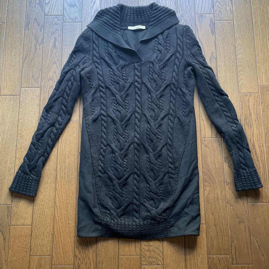 BALENCIAGA 黒 ケーブル編み 長袖ニット
