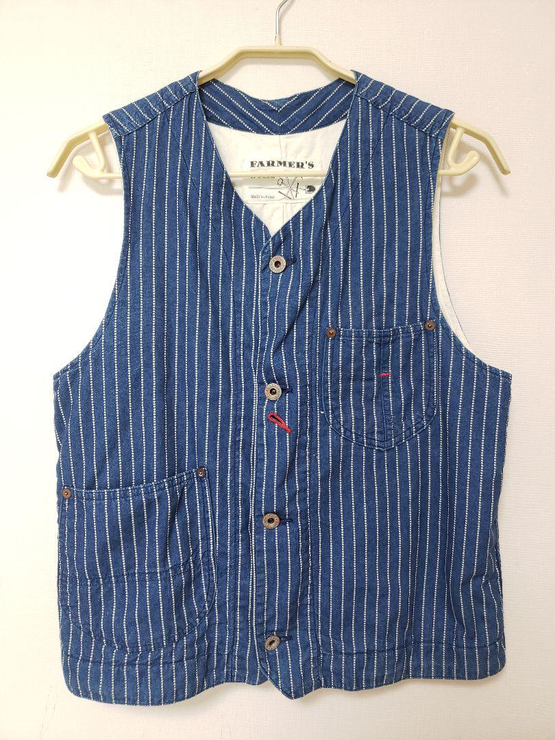 FARMER'S SUN ウォバッシュ ストライプ ワークベスト デニム