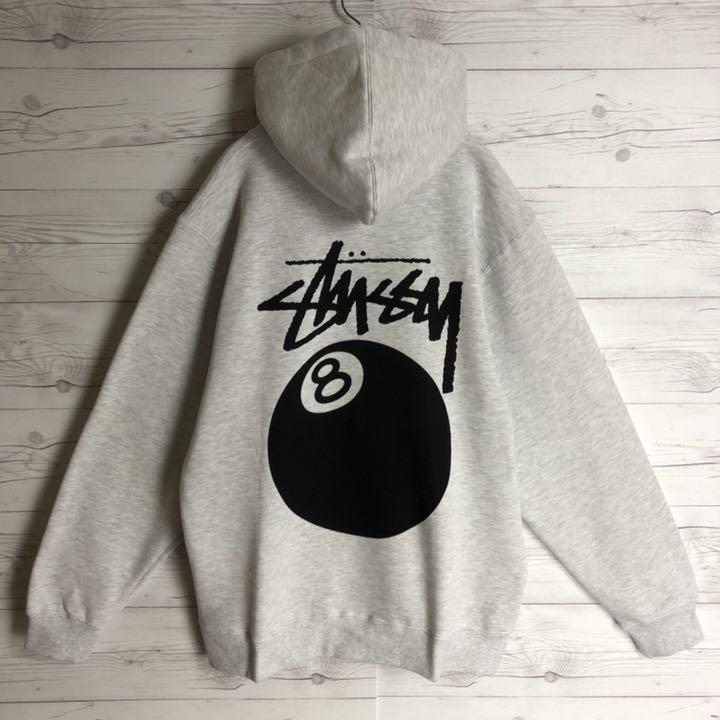 新品送料無料 最高デザイン 希少 奇抜 パーカー 極美品 Zo3Gq-m20103434699 STUSSY 8ボール 両面ロゴ 通販再入荷